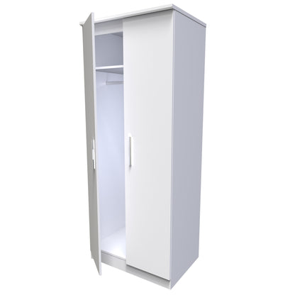 Knightsbridge High Gloss White 2 Door Wardrobe Tall