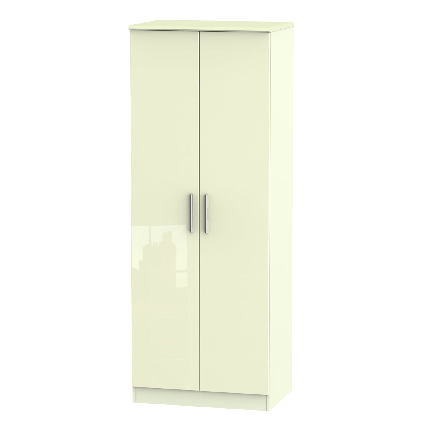 Knightsbridge High Gloss White 2 Door Wardrobe Tall
