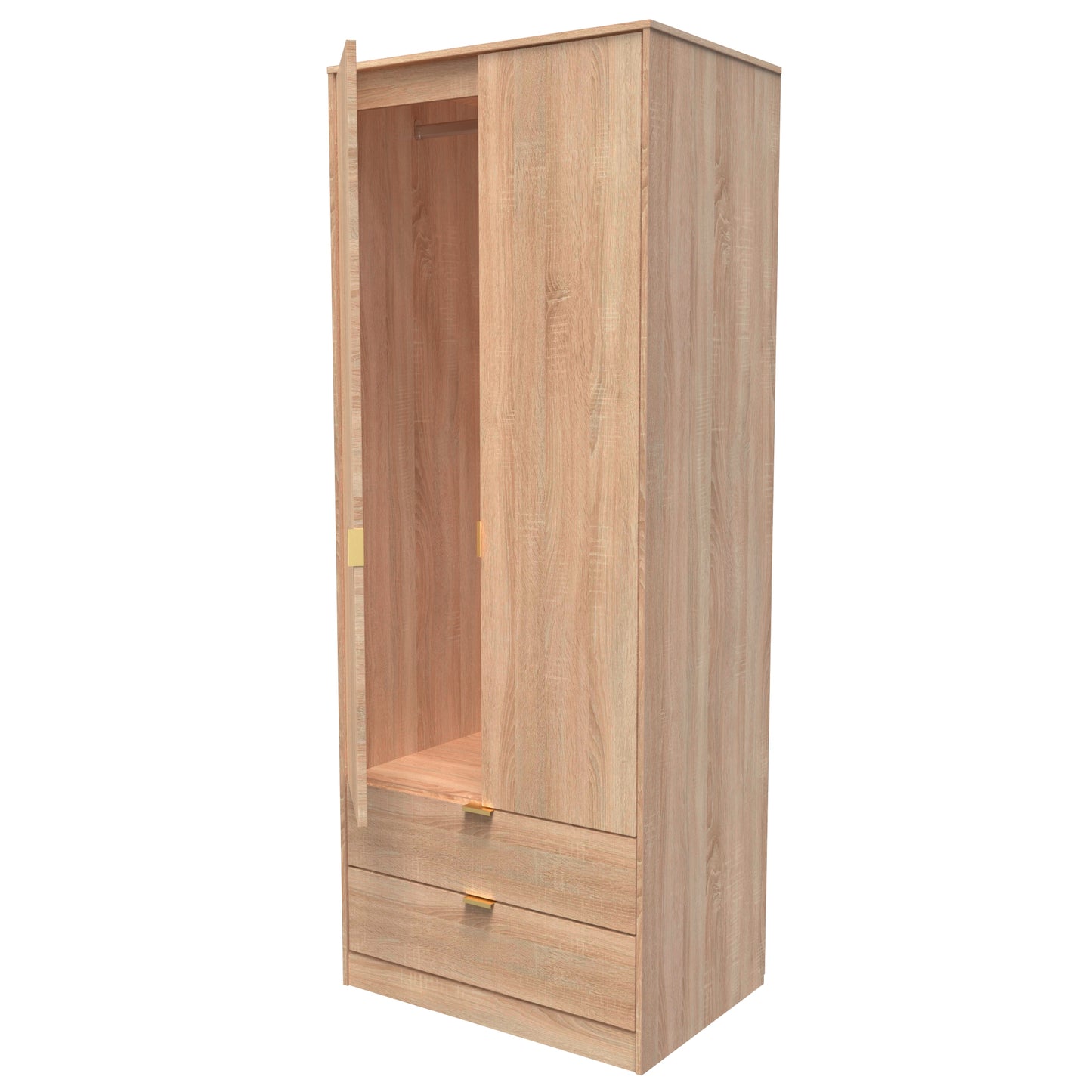 Linear Tall 2 Drawer Wardrobe Single Colour