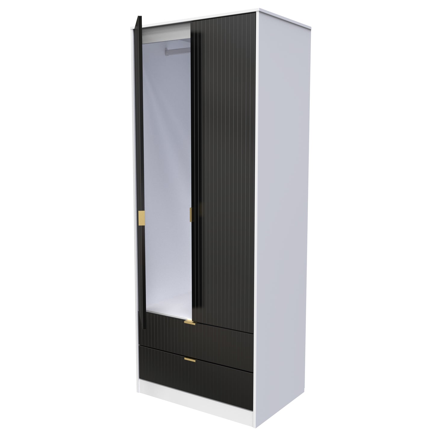 Linear Tall 2 Drawer Wardrobe in 2 Tone finishes