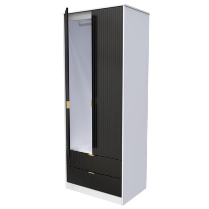 Linear Tall 2 Drawer Wardrobe in 2 Tone finishes