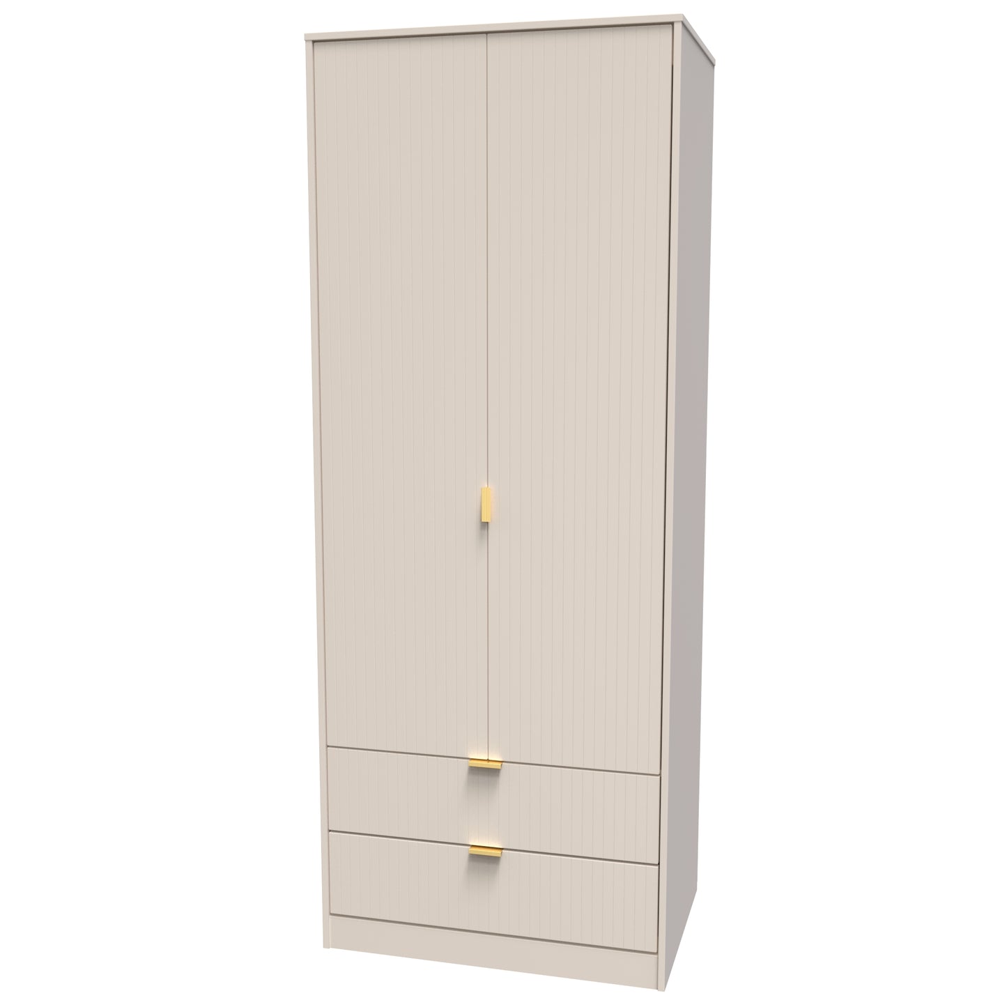 Linear Tall 2 Drawer Wardrobe Single Colour