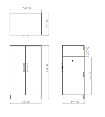 Avon 2ft6in Plain Midi Wardrobe