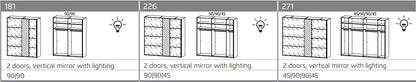 Rauch Miramar Sliding Door Wardrobe Glass with Mirror Lights