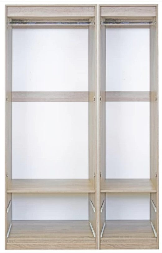 Beverley Tall Triple 2 Drawer Mirror + Drawer Wardrobe