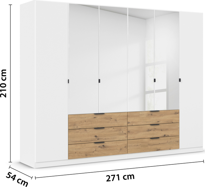Davos wardrobe with Drawers centre mirrored