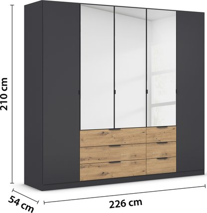 Davos wardrobe with Drawers centre mirrored
