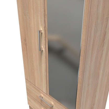 Devon 2ft6in 2 Drawer Mirror Wardrobe