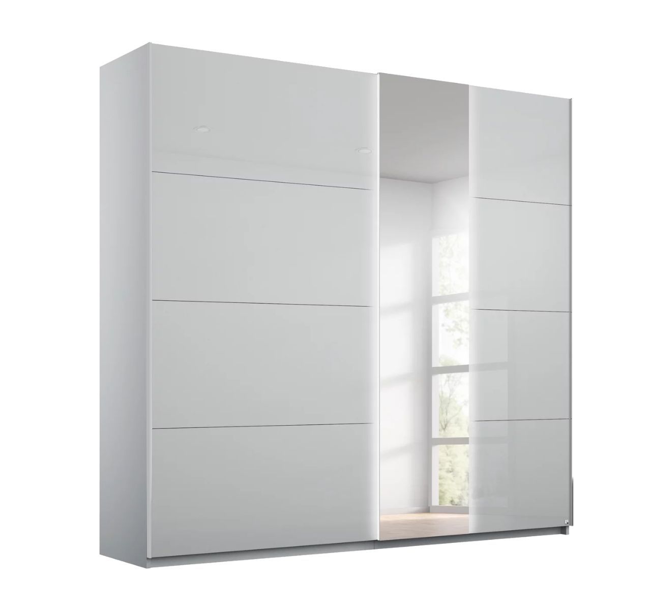 Rauch Miramar Sliding Door Wardrobe Glass with Mirror Lights