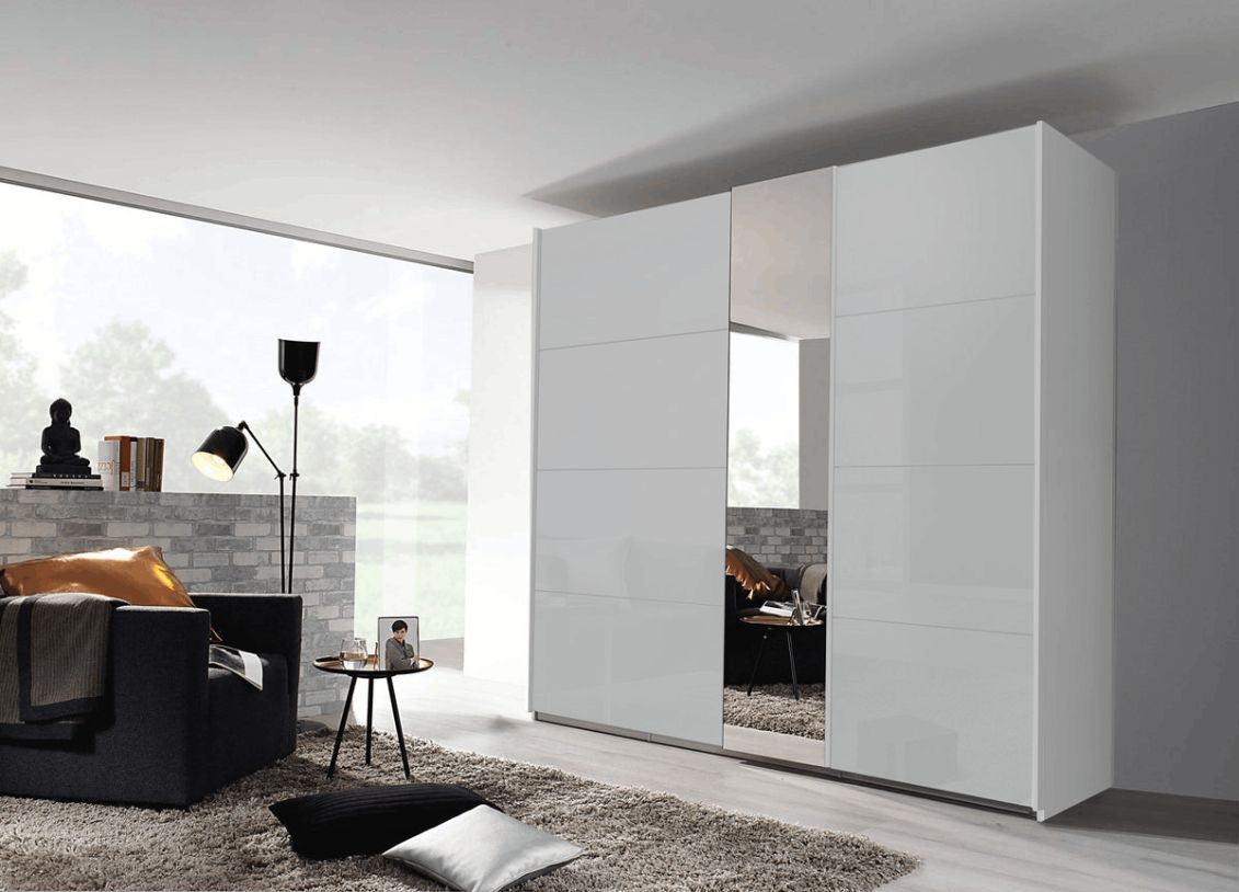 Rauch Miramar Sliding Door Wardrobe Glass with Mirror Lights