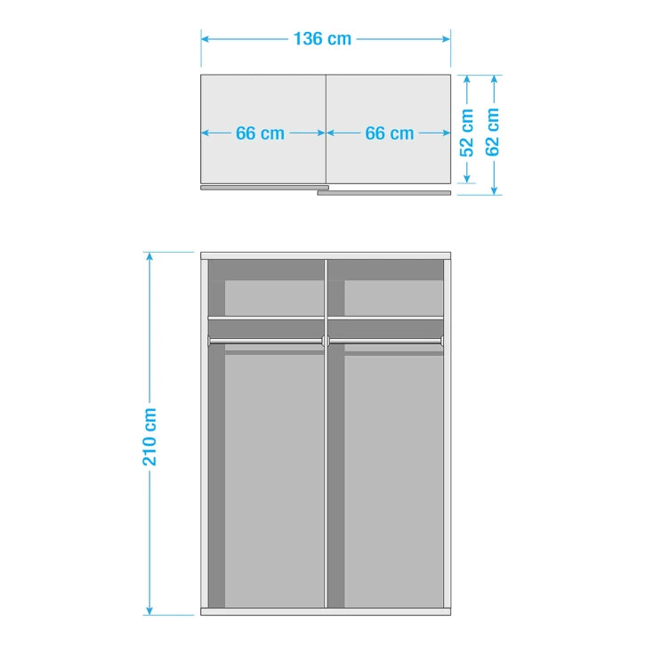 Rauch Quadra Sliding Door Wardrobe Mirrors and Sonoma Oak 136cm