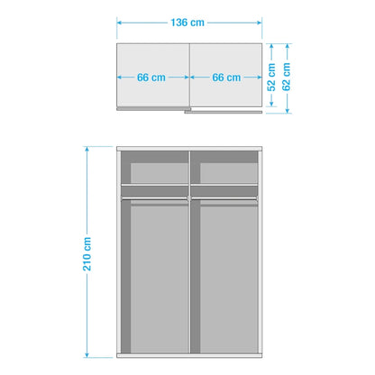 Rauch Quadra Sliding Door Wardrobe Mirrors and Sonoma Oak 136cm
