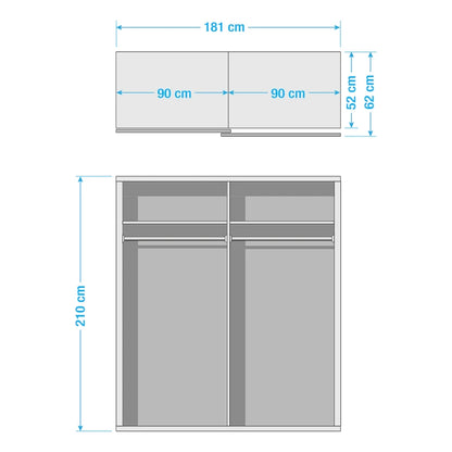 Rauch Quadra Sliding Door Wardrobe Mirrors and Sonoma Oak 181cm
