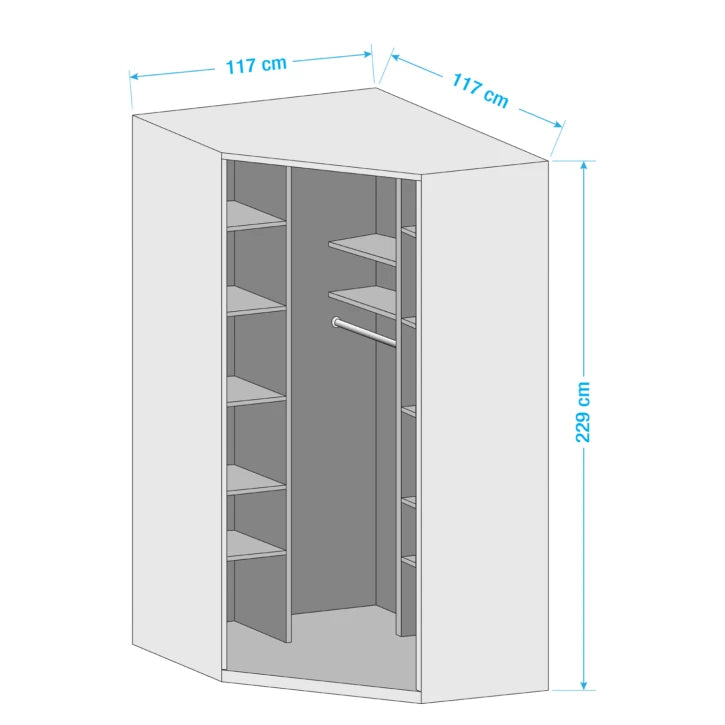 Rauch Alabama 2 Door Walk-in Corner Wardrobe Mirrored