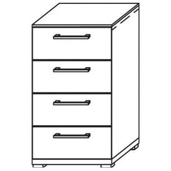 Trend 4 Drawer Cupboard With Carcase Coloured Handle