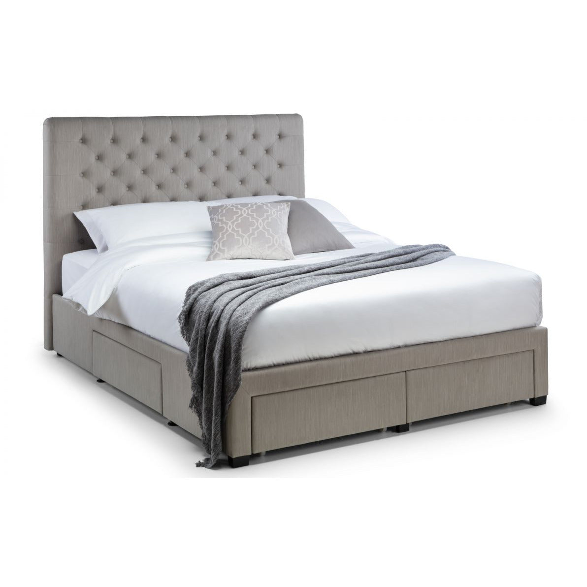 Wilton Deep Buttoned 4 Drawer Bed - Grey