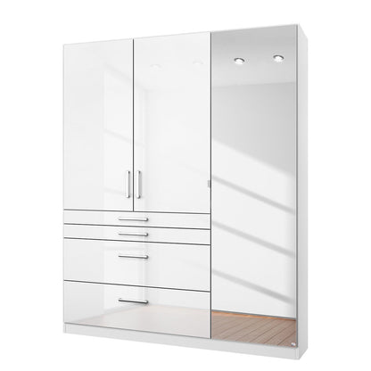 Rauch Homburg 3 door White gloss Wardrobe Mirrored
