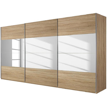 Rauch New York Sliding Door Wardrobe Mirrors and Sonoma Oak 315cm