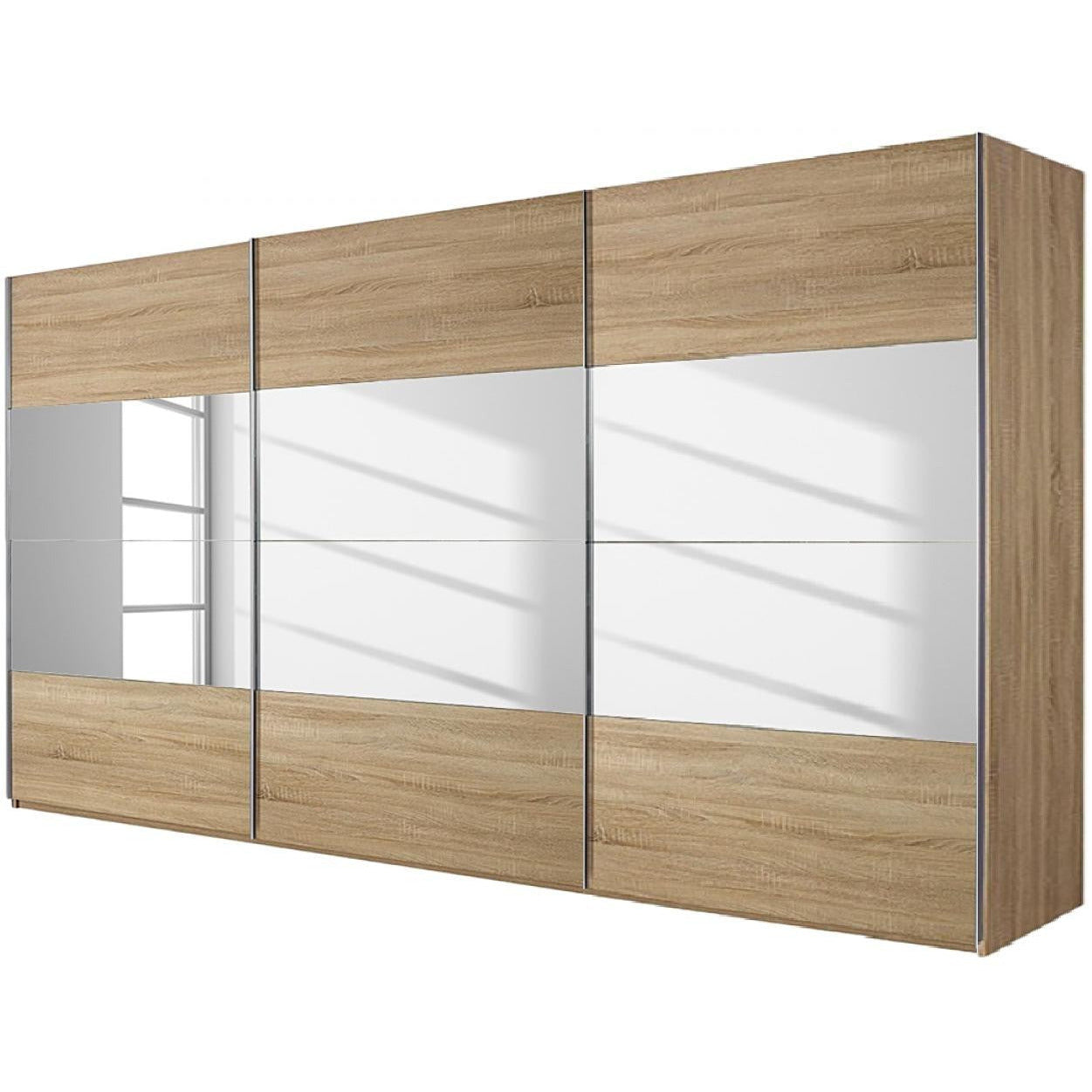Rauch New York Sliding Door Wardrobe Mirrors and Sonoma Oak 315cm
