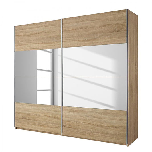 Rauch New York Sliding Door Wardrobe Mirrors and Sonoma Oak 136cm