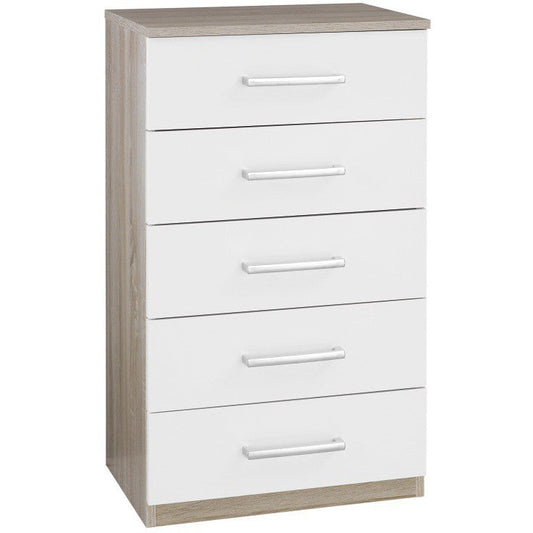 Rauch Samoa 4 Drawer Narrow Chest Oak-White Gloss