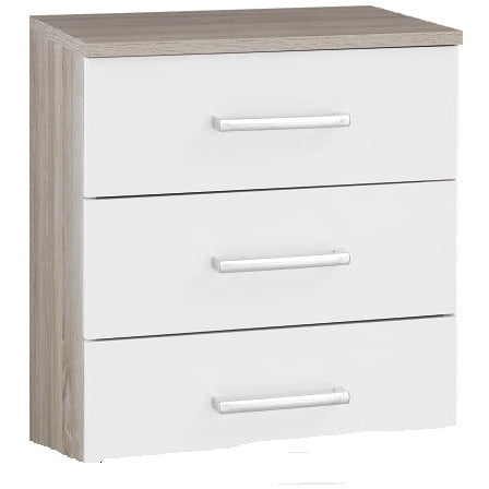 Rauch Samoa 3 Drawer Bedside Chest Oak-White Gloss