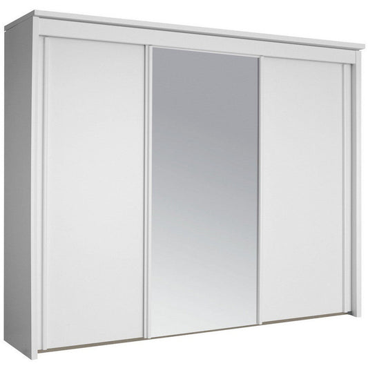 Plaza Bianco 3 Sliding Door Wardrobe 250cm With 1 Mirror Door