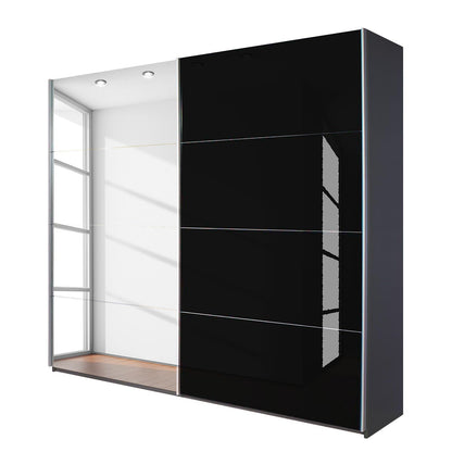 Rauch Beluga Sliding Door Wardrobe Mirrors and Black Gloss 181cm