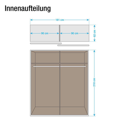 Rauch Beluga Sliding Door Wardrobe Mirrors and Black Gloss 181cm