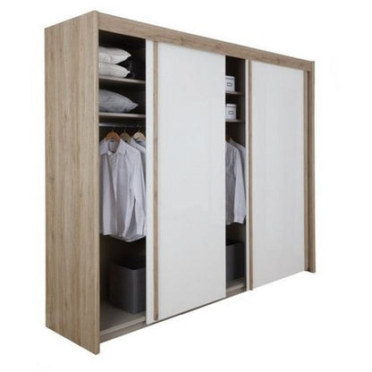 Endeavour Sliding Door Wardrobe 280cm Oak With 3 White Gloss Doors
