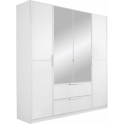 Rauch Essence Modular Wardrobe with Drawers White and White Glass