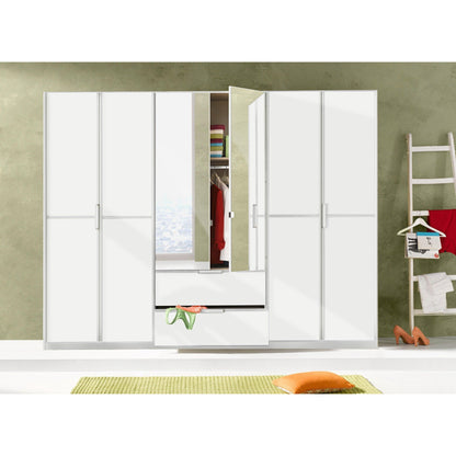Rauch Essence Modular Wardrobe with Drawers White and White Glass