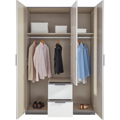 Essence Modular Wardrobe with Drawers Oak and White Glass