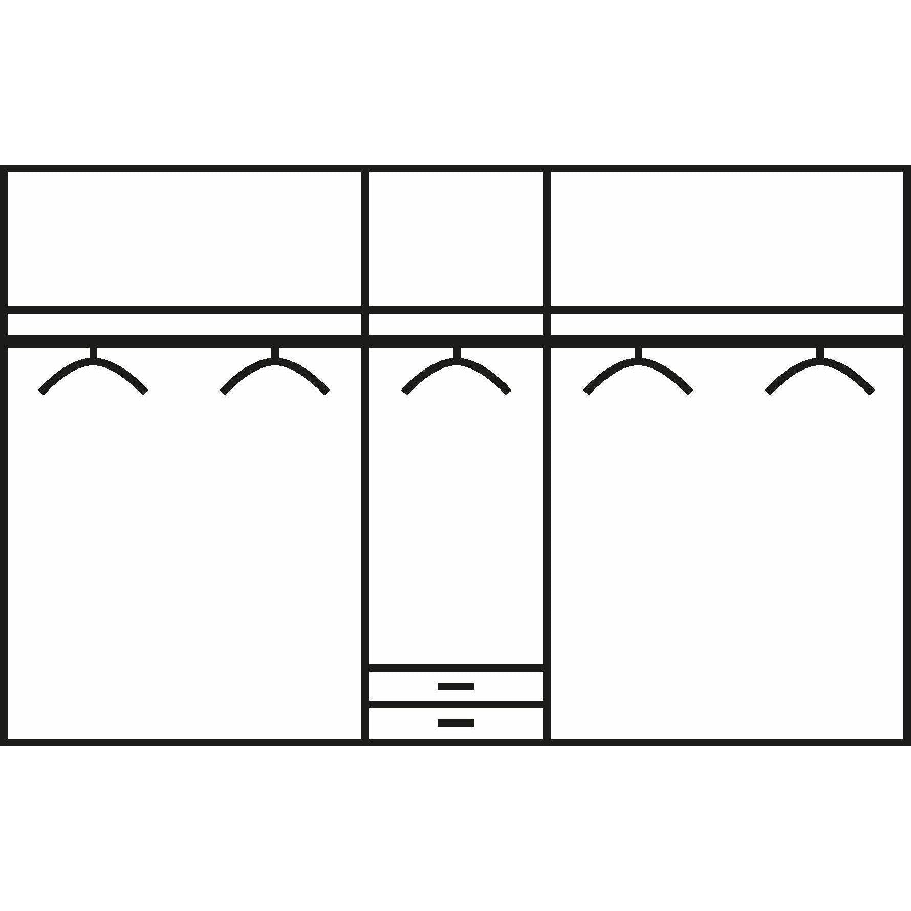 Essence Modular Wardrobe with Drawers Oak and White Glass