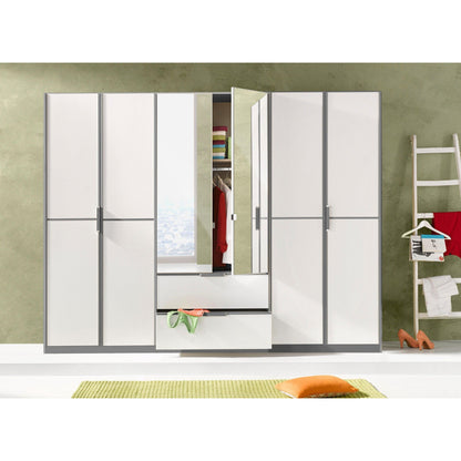 Rauch Essence Modular Wardrobe with Drawers Graphite and White Glass