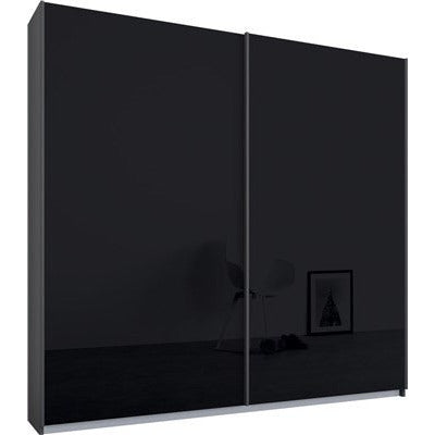 Rauch Essence Sliding Door Wardrobe Graphite Grey Frame Glossy Glass Basalt Doors