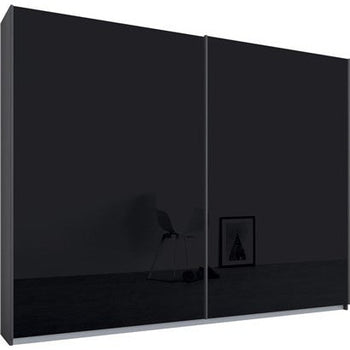 Rauch Essence Sliding Door Wardrobe Graphite Grey Frame Glossy Glass Basalt Doors