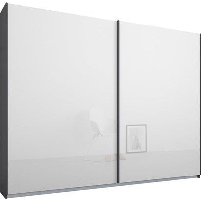 Rauch Essence Sliding Door Wardrobe Graphite Grey Frame Glossy White Glass Doors