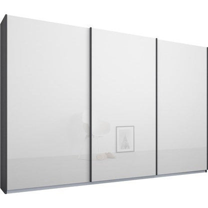 Rauch Essence Sliding Door Wardrobe Graphite Grey Frame Glossy White Glass Doors