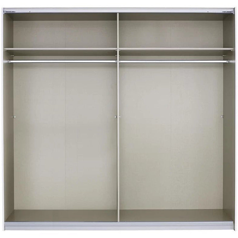 Essence Sliding Door Wardrobe White Frame Glossy Glass White Doors
