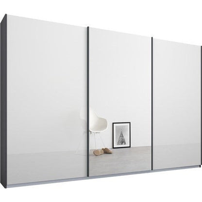 Rauch Essence Sliding Door Wardrobe Graphite Grey Frame Glossy White Glass Doors 1 Mirror