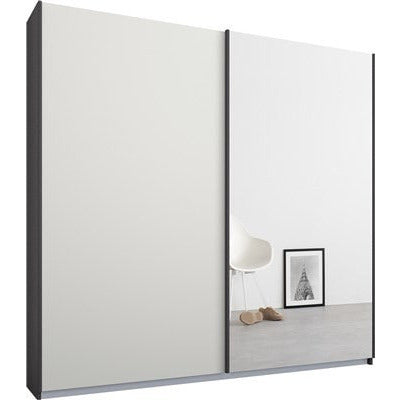 Rauch Essence Sliding Door Wardrobe Graphite Grey Frame Glossy White Glass Doors 1 Mirror