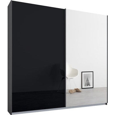 Rauch Essence Sliding Door Wardrobe Graphite Grey Frame Glossy Glass Basalt Doors 1Mirror