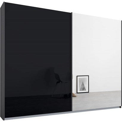 Rauch Essence Sliding Door Wardrobe Graphite Grey Frame Glossy Glass Basalt Doors 1Mirror