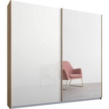 Rauch Essence Sliding Door Wardrobe Oak Frame Glossy White Glass Doors 1 Mirror