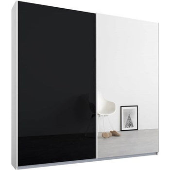 Rauch Essence Sliding Door Wardrobe White Frame Glossy Basalt Grey Doors 1 Mirror