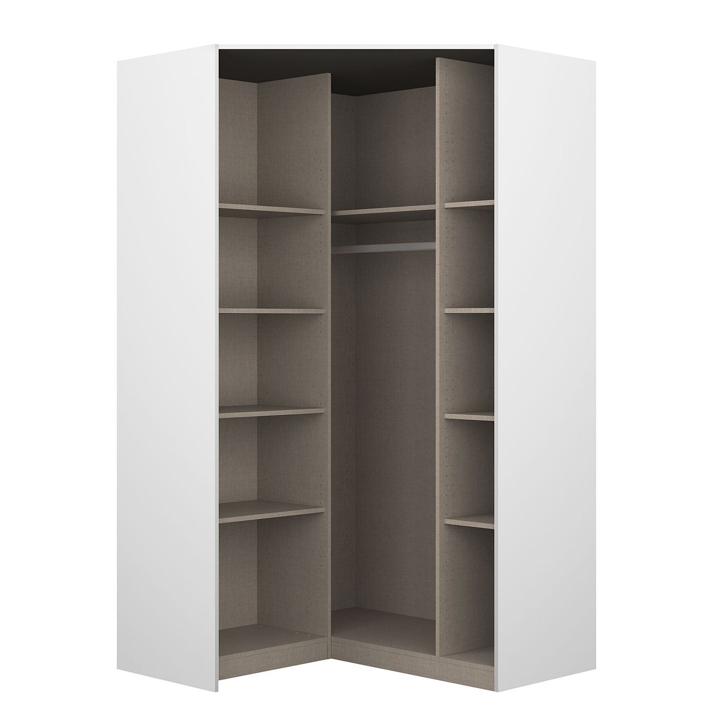 Celline High Gloss White 2 Door Corner Wardrobe with Shelves