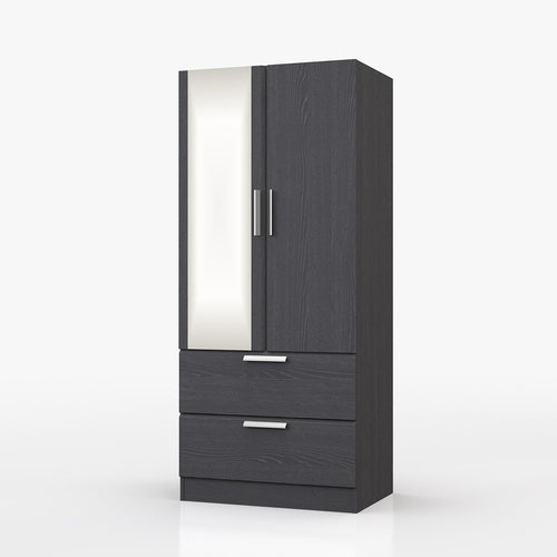 Waterfall 2 Door gents Wardrobe with mirror Graphite