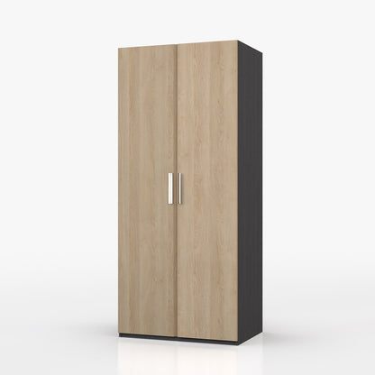 Waterfall 2 Door Wardrobe Graphite and Oak