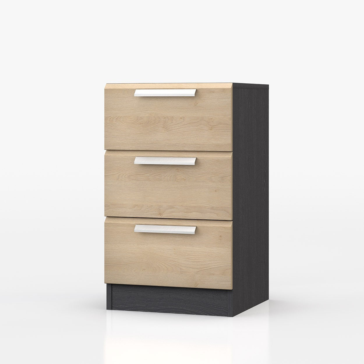 Waterfall 3 Drawer Bedside Graphite and Oak